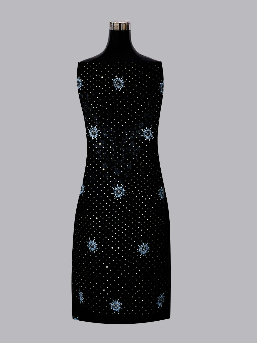 Ada Hand Embroidered Black Pure Georgette Lucknowi Chikankari Unstitched Kurta Dupatta Set With Sequinned Work 01A533910