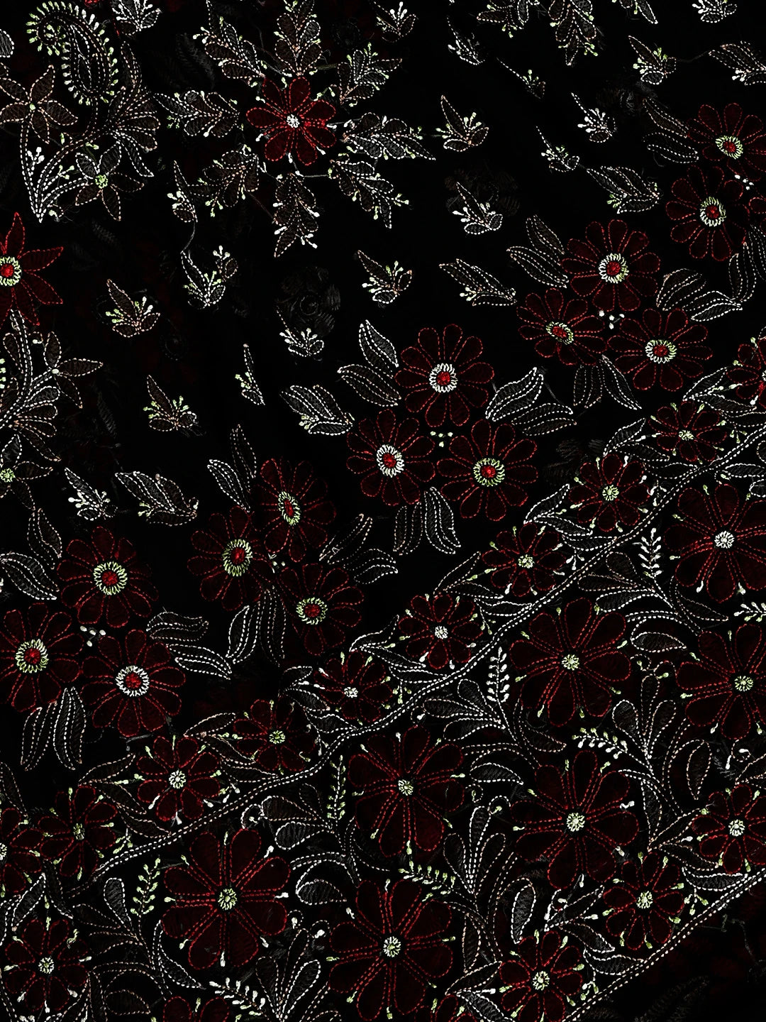 Ada Hand Embroidered Black Faux Georgette Lucknowi Chikankari Saree and Blouse 01A538968
