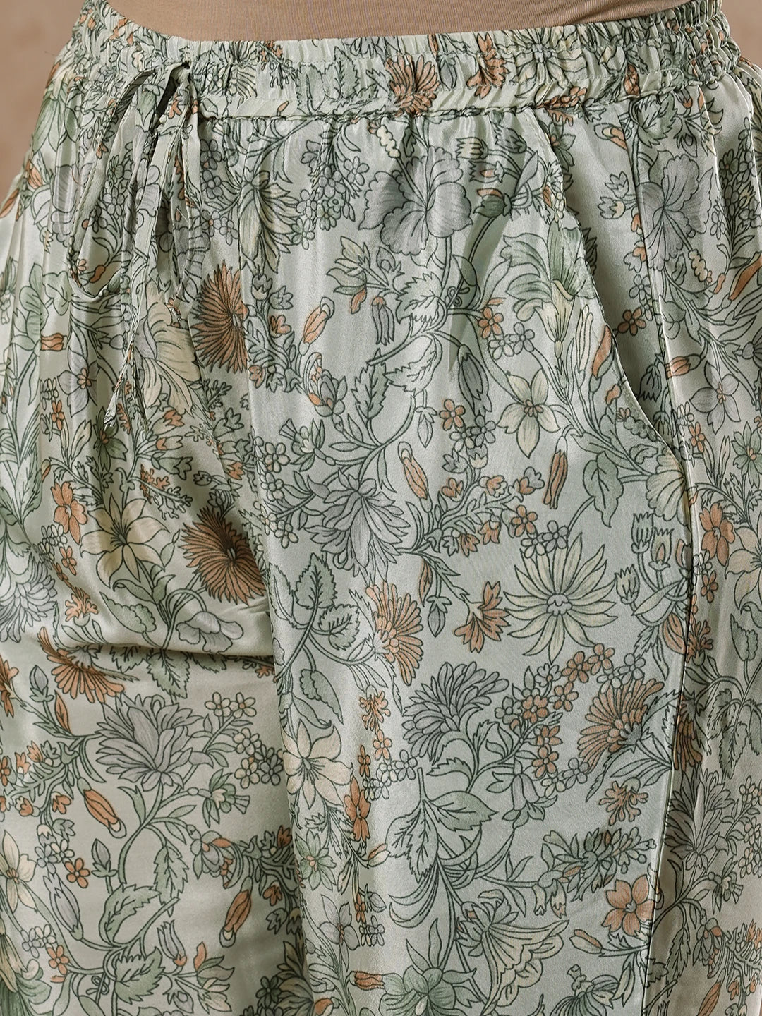 Ada Hand Embroidered Pista Green Crepe Lucknowi Chikankari Co-Ord Set A811254