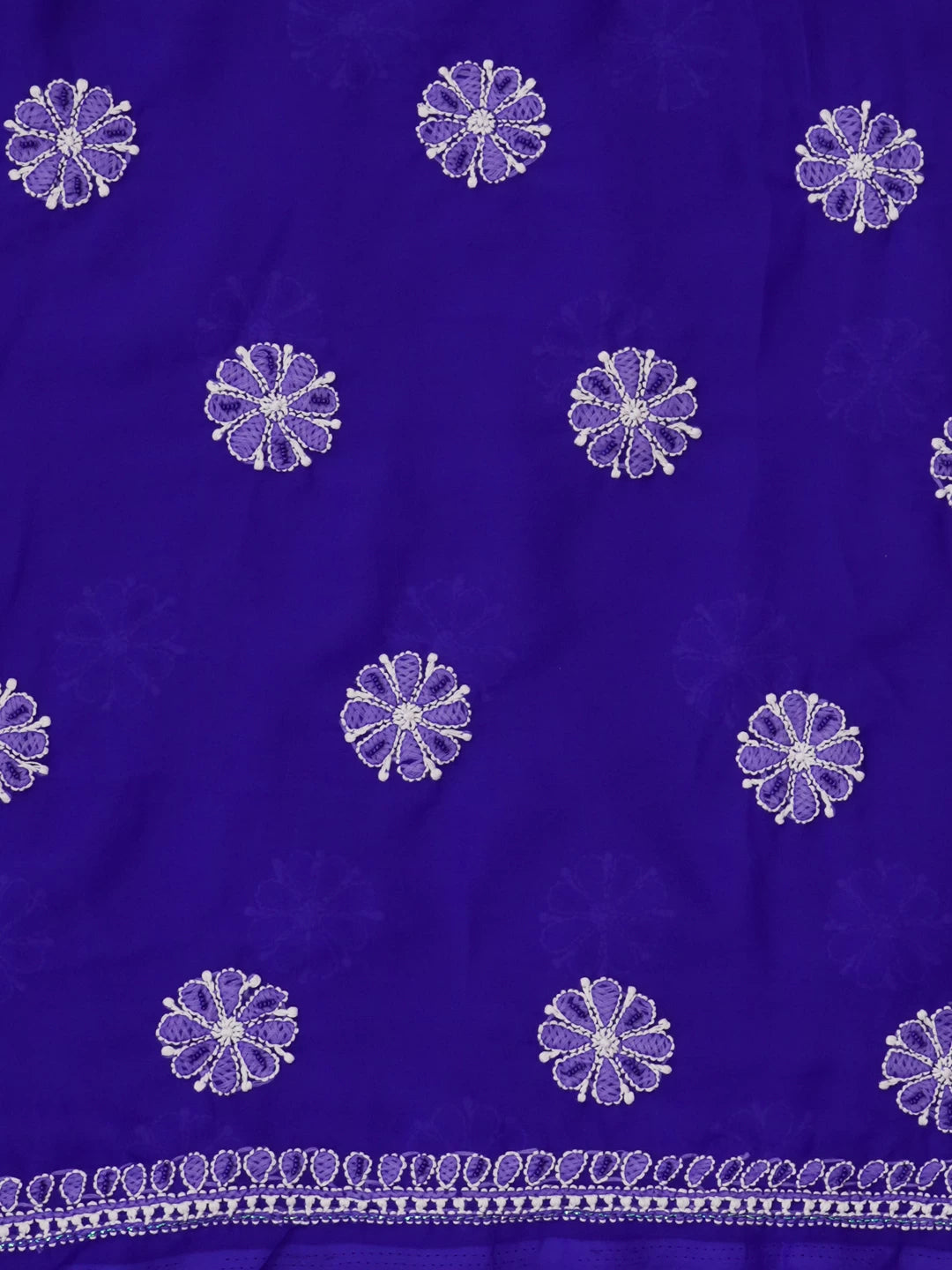 Ada Hand Embroidered Royal Blue Georgette Lucknowi Chikankari Unstitched Suit Piece With Pearl Work 01A530643