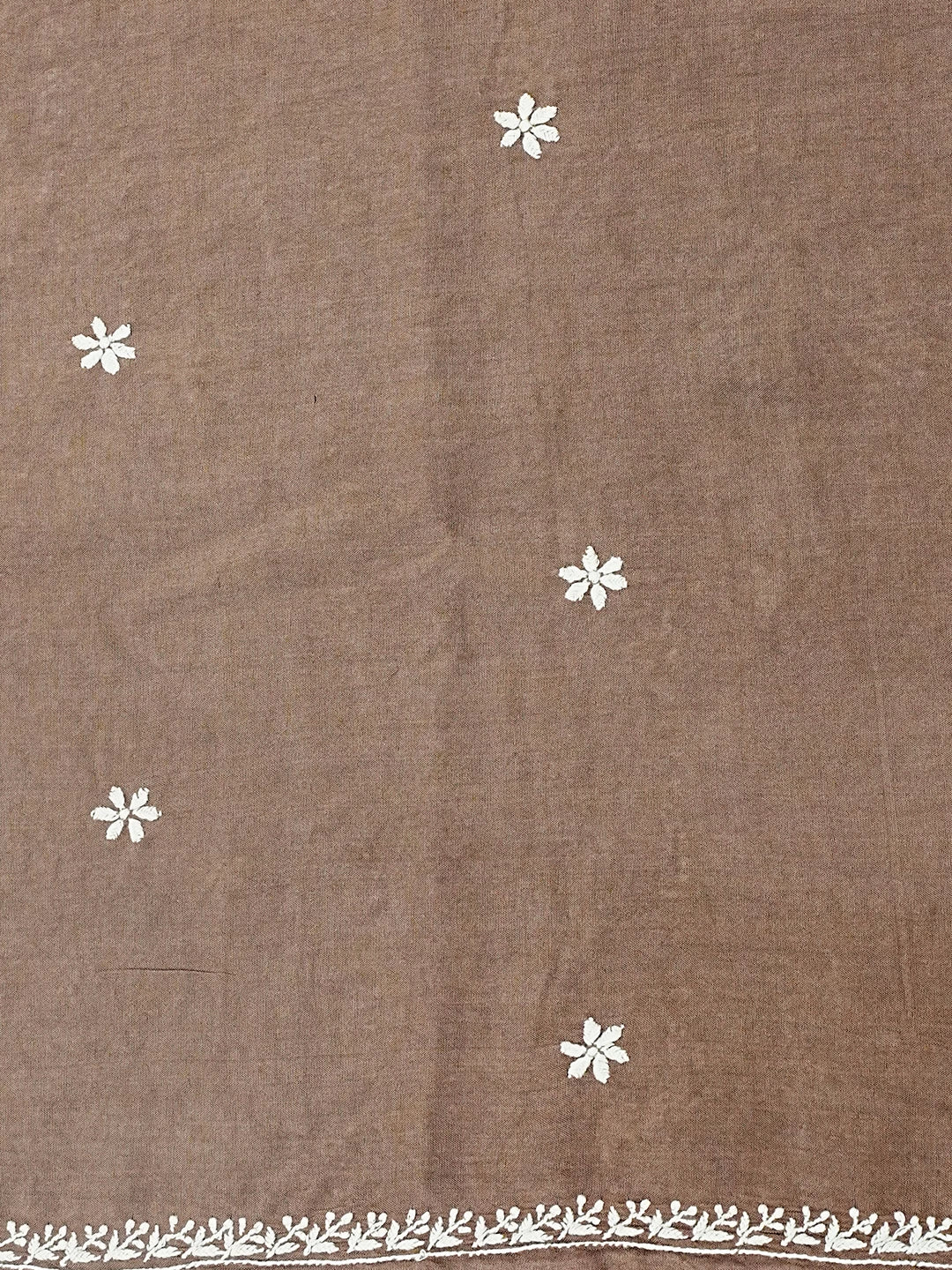 Ada Hand Embroidered chocolate Brown Silk Lucknowi Chikankari Saree With Blouse 01A376452