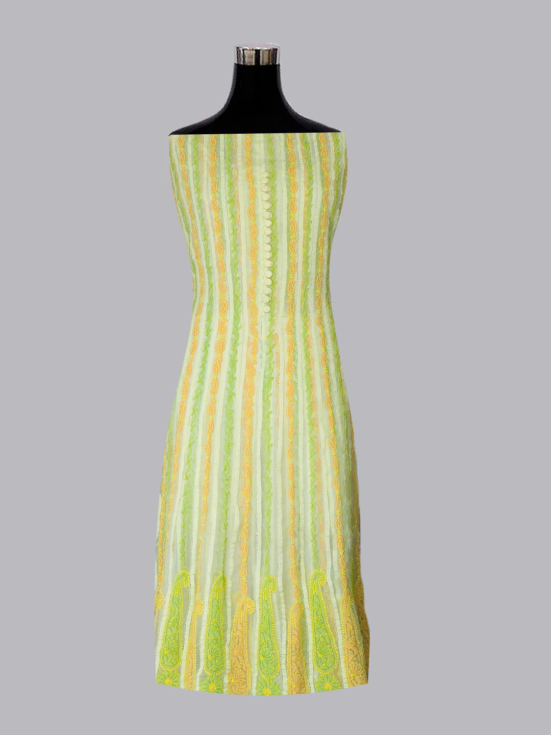 Ada Hand Embroidered Lemon Georgette Lucknowi Chikankari Unstitched Kurta Piece 01A7670