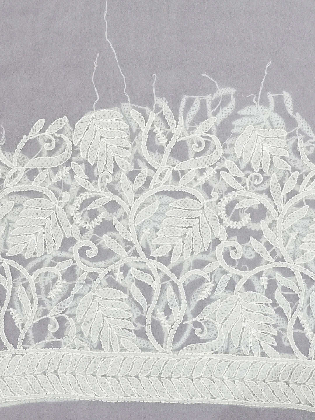 Ada Hand Embroidered Grey Georgette Lucknowi Chikankari Saree With Blouse 01A539270