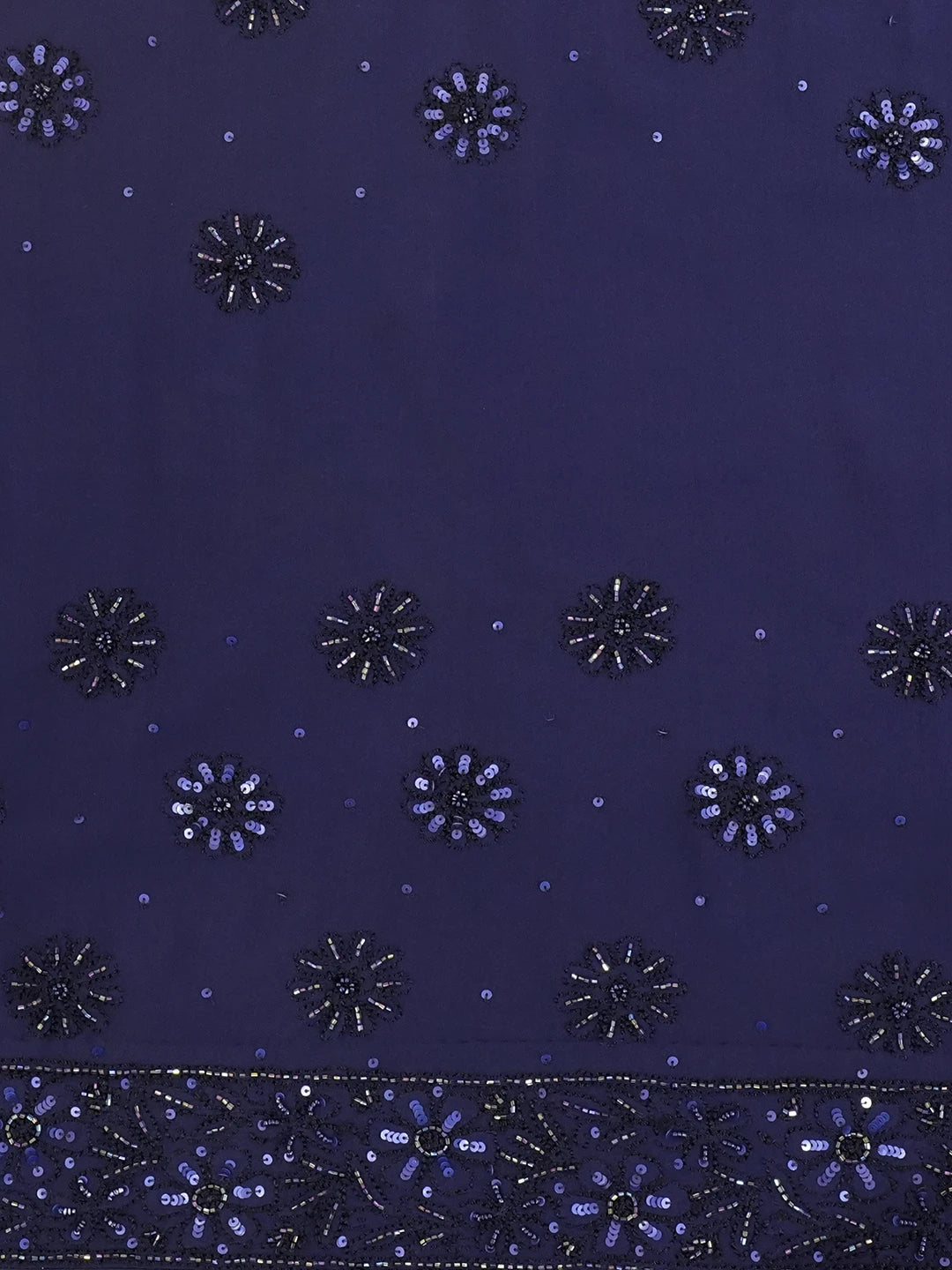 Ada Hand Embroidered Navy Blue Pure Georgette Lucknowi Chikankari Saree /Blouse With Sequinned Work 01A345216