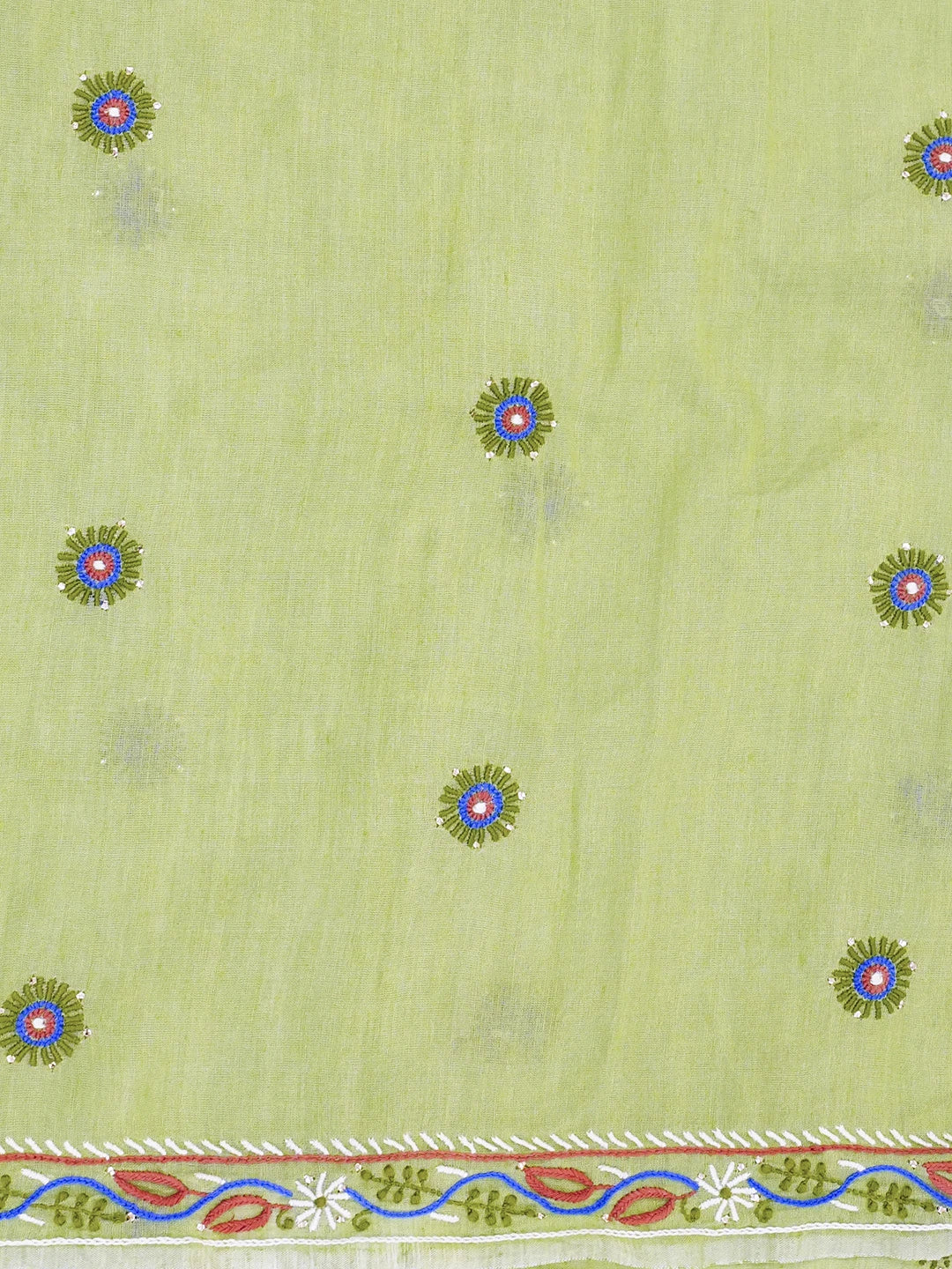 Ada Hand Embroidered Blue Silk Lucknowi Chikankari Saree and Blouse With Muqaish Work 01A352967