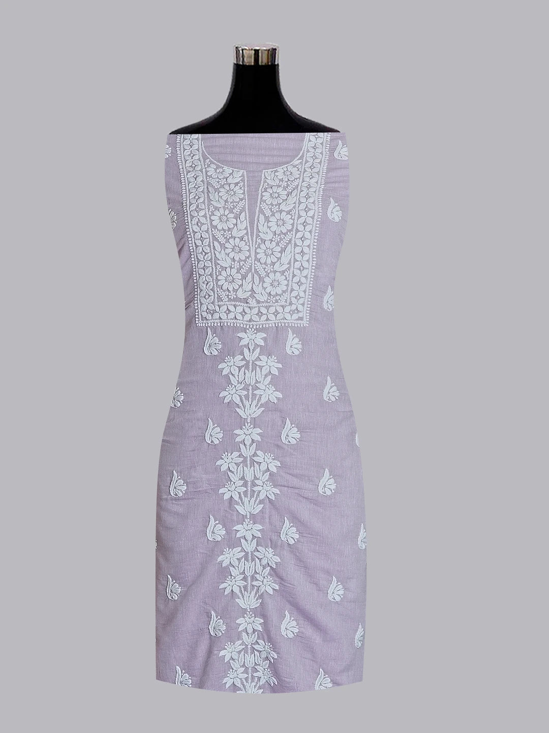 Ada Hand Embroidered Mauve Modal Lucknowi Chikankari Unstitched Kurta Piece 01A534785