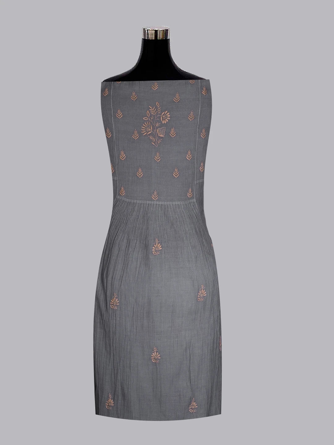 Ada Hand Embroidered Grey Chanderi Lucknowi Chikankari Semi-stitched Kurta Dupatta Set 01A483093