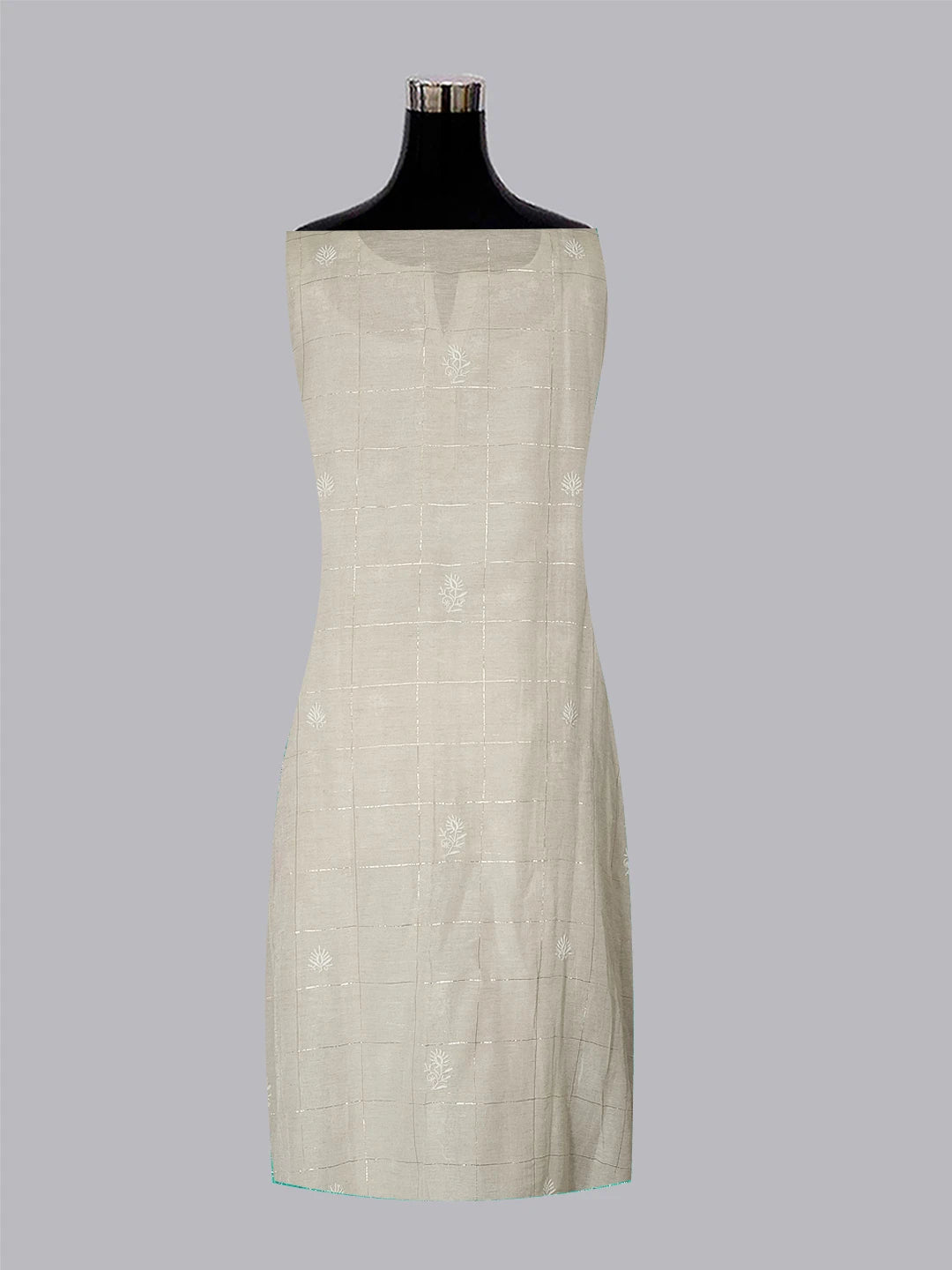 Ada Hand Embroidered Fawn Khadi Lucknowi Chikankari Unstitched Kurta Dupatta Set 01A337750
