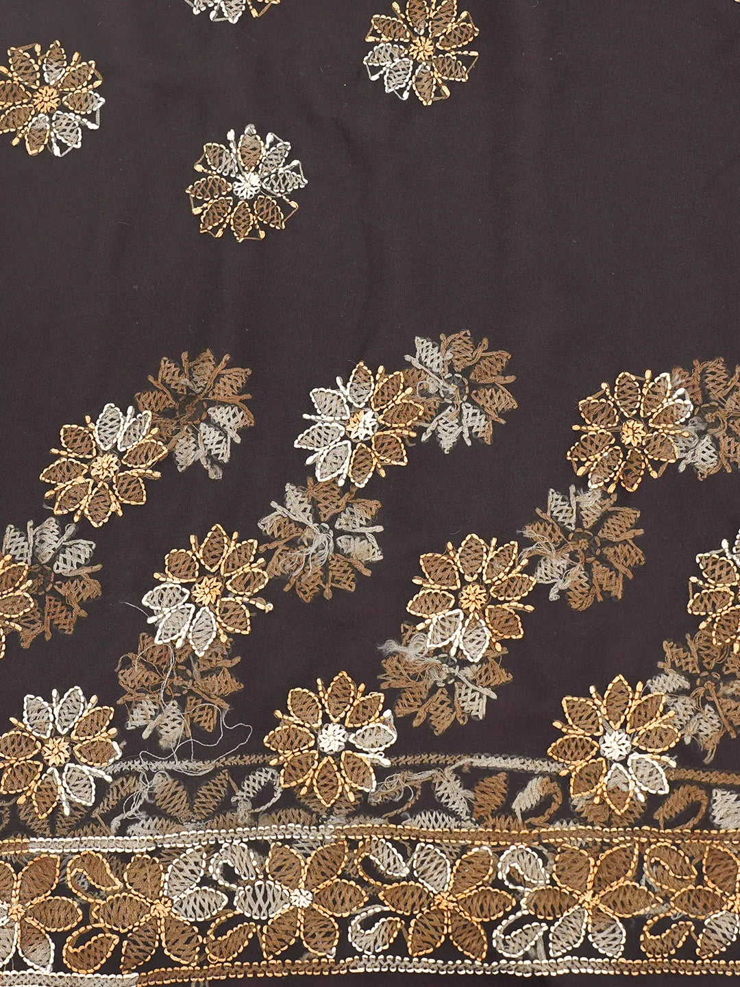Ada Hand Embroidered Black Georgette Lucknowi Chikankari Saree and Blouse 01A538971