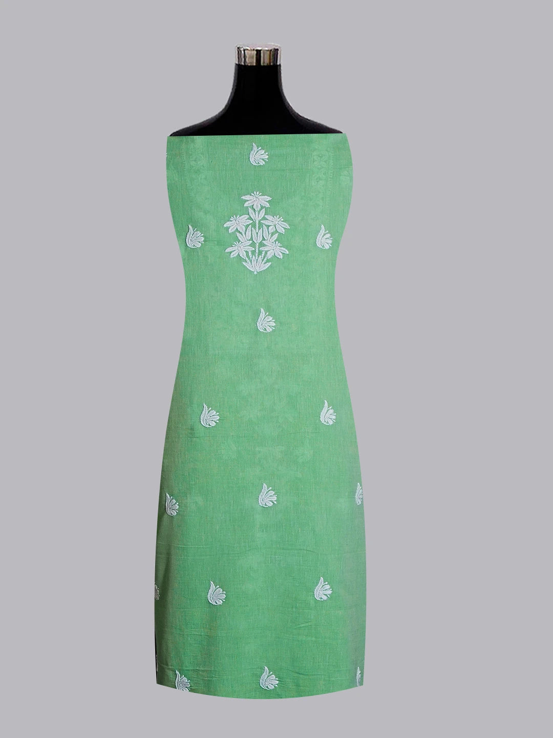 Ada Hand Embroidered Green Modal Lucknowi Chikankari Unstitched Kurta Piece 01A535421