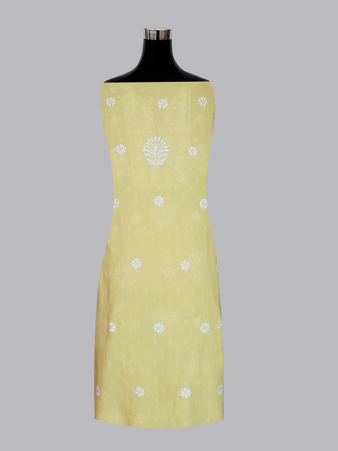 Ada Hand Embroidered Lime Green Modal Lucknowi Chikankari Unstitched Kurta Piece 01A535379