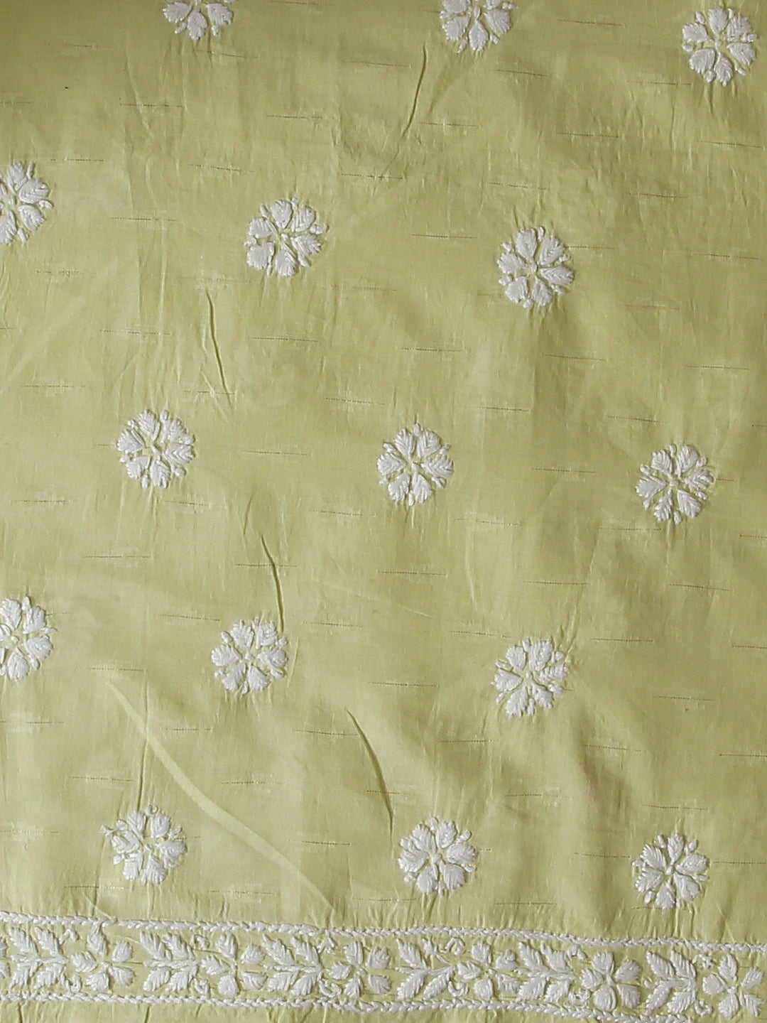 Ada Hand Embroidered Lime Green Modal Lucknowi Chikankari Unstitched Kurta Piece 01A535379