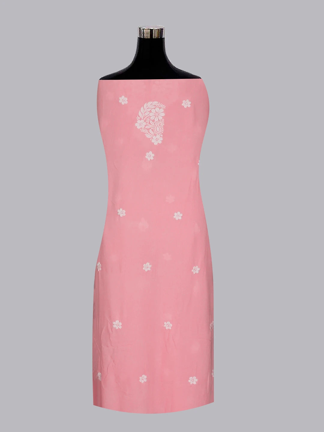 Ada Hand Embroidered Pink Modal Lucknowi Chikankari Unstitched Kurta Piece 01A535447