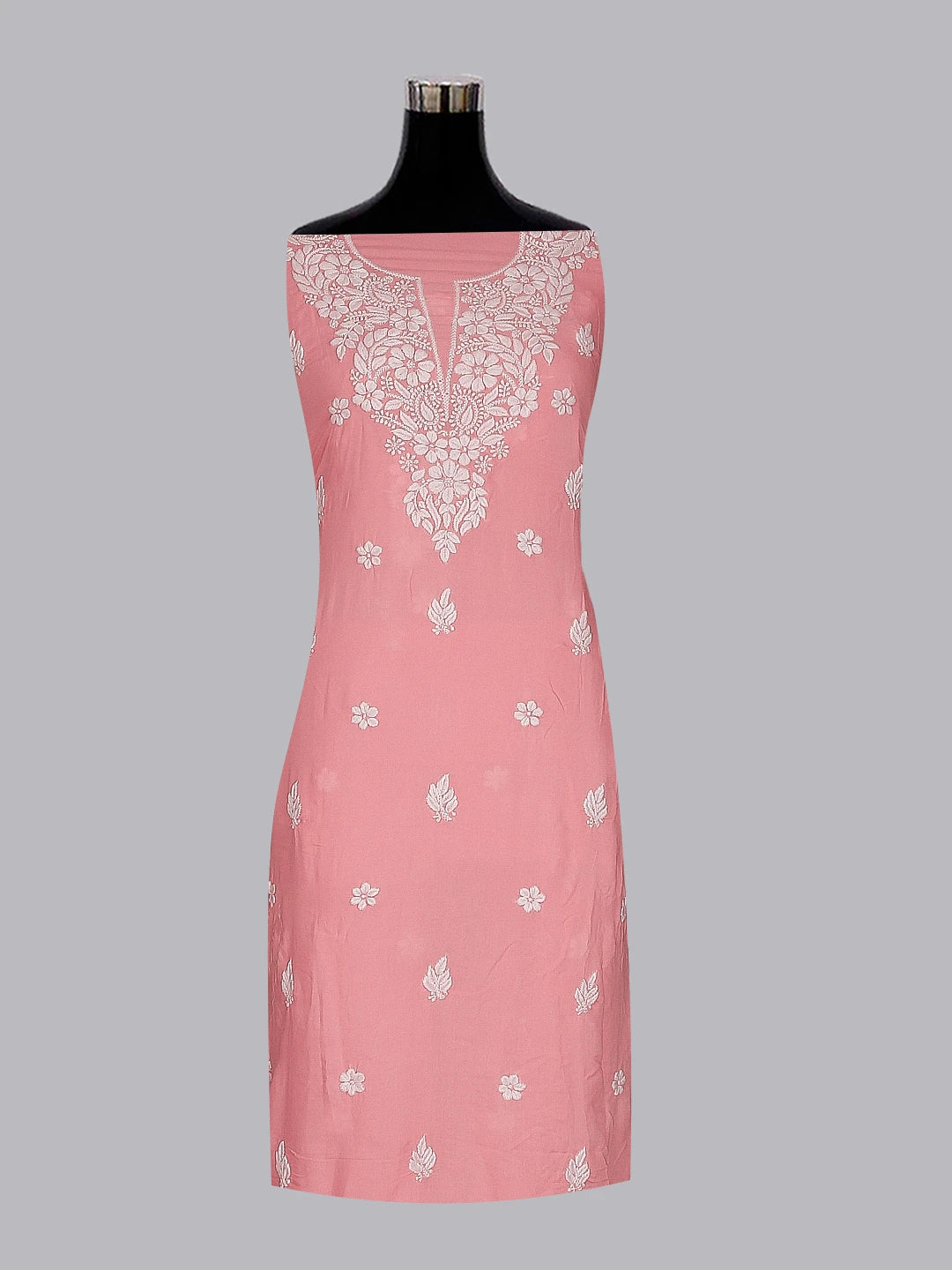 Ada Hand Embroidered Pink Modal Lucknowi Chikankari Unstitched Kurta Piece 01A535447