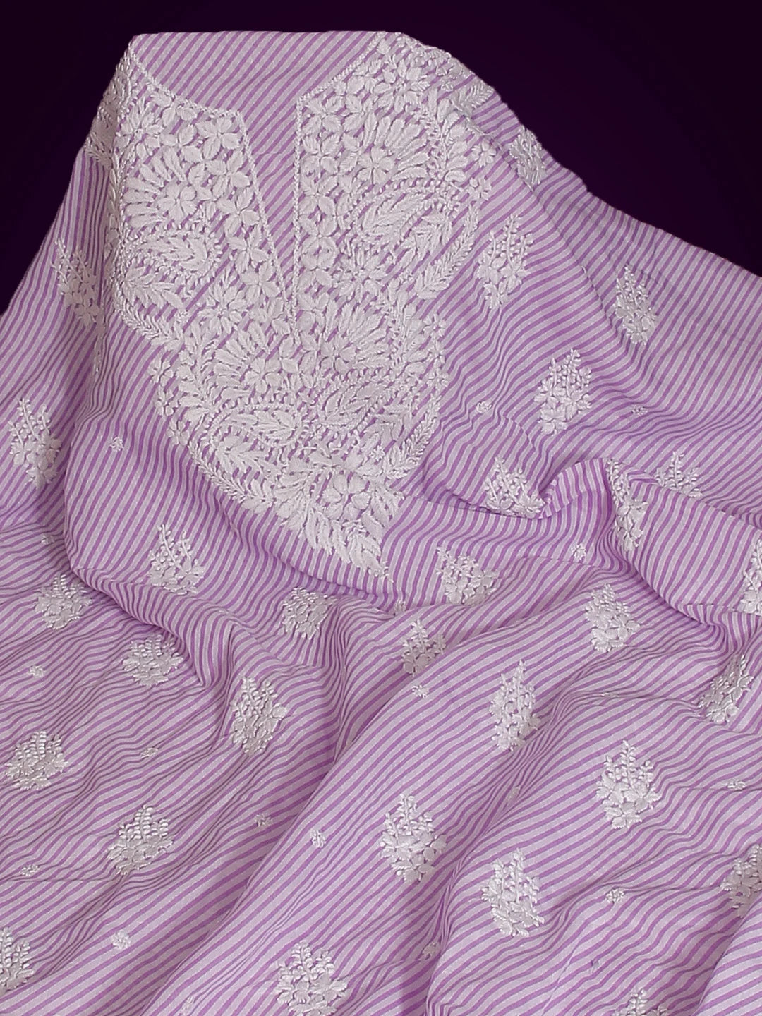 Ada Hand Embroidered Mauve Cotton Lucknowi Chikankari Unstitched Kurta Piece 01A514388