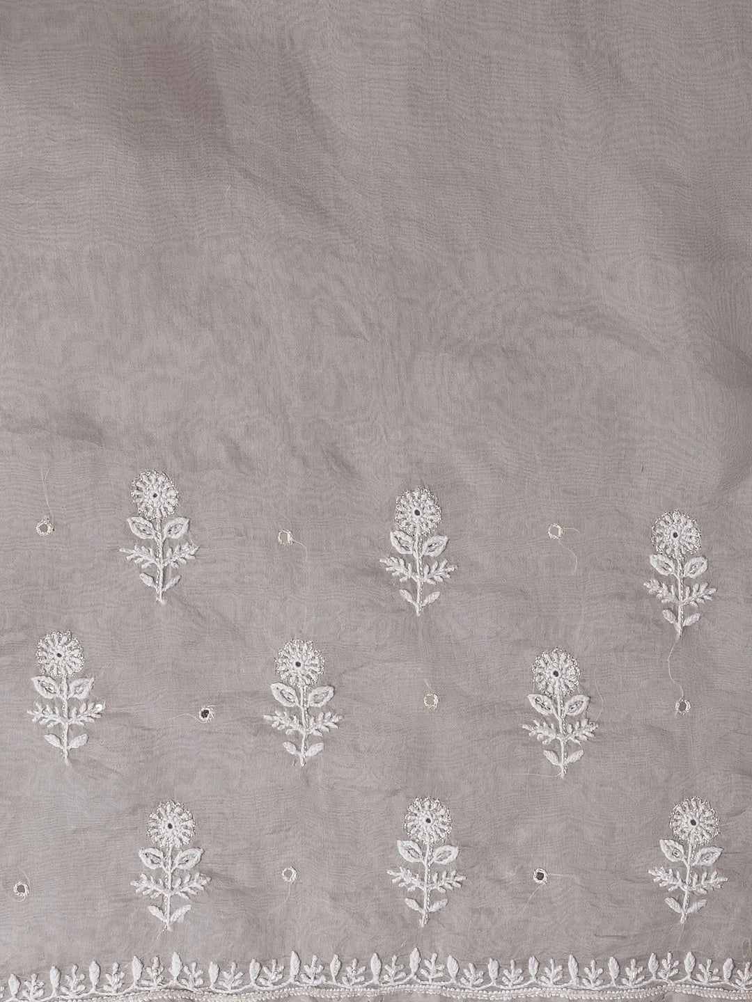 Ada Hand Embroidered Heather Peach Organza Lucknowi Chikankari Saree and Blouse With Mirror Work 01A459974