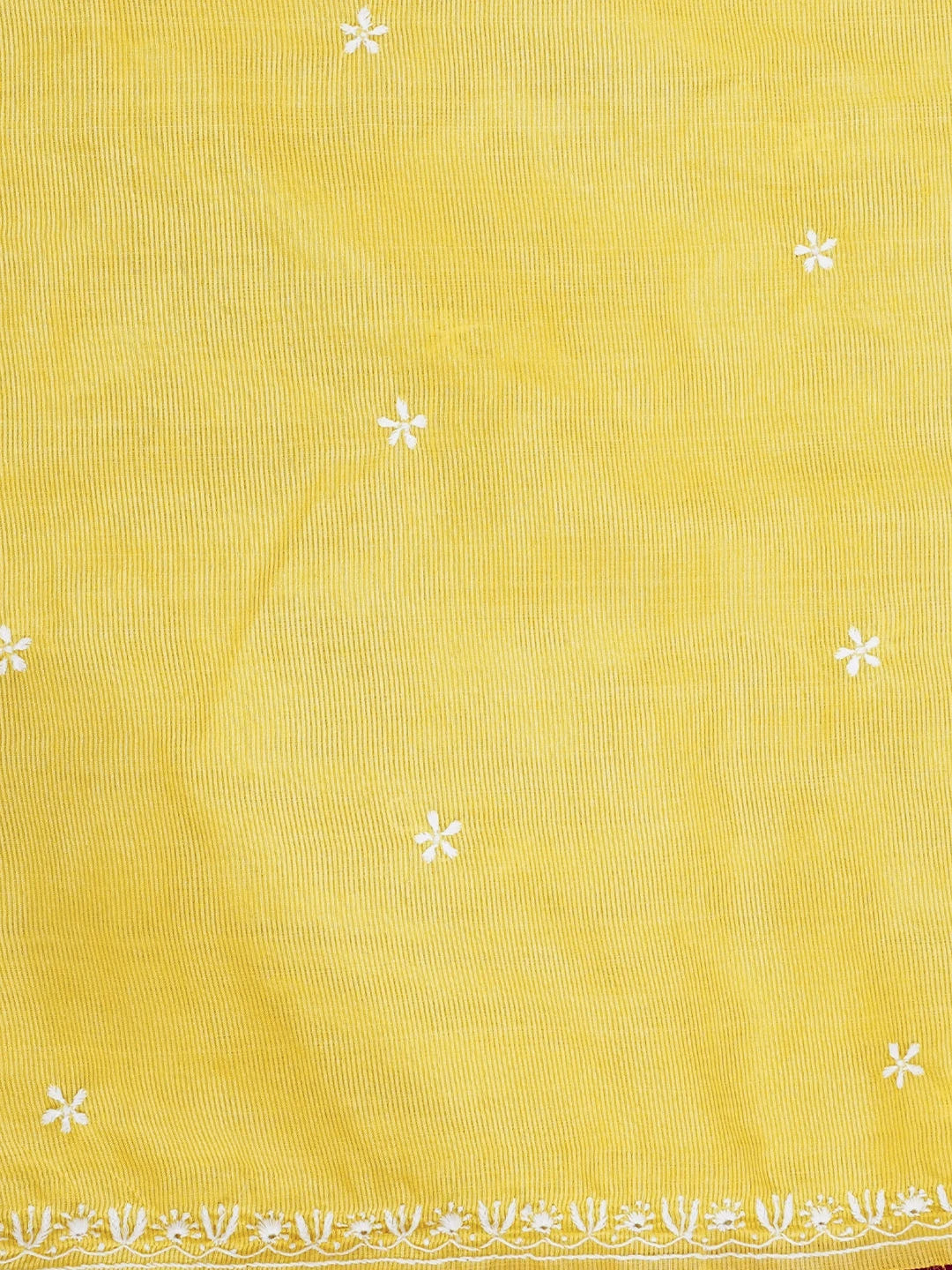 Ada Hand Embroidered Sunflower Yellow Silk Lucknowi Chikankari Saree With Blouse 01A376424