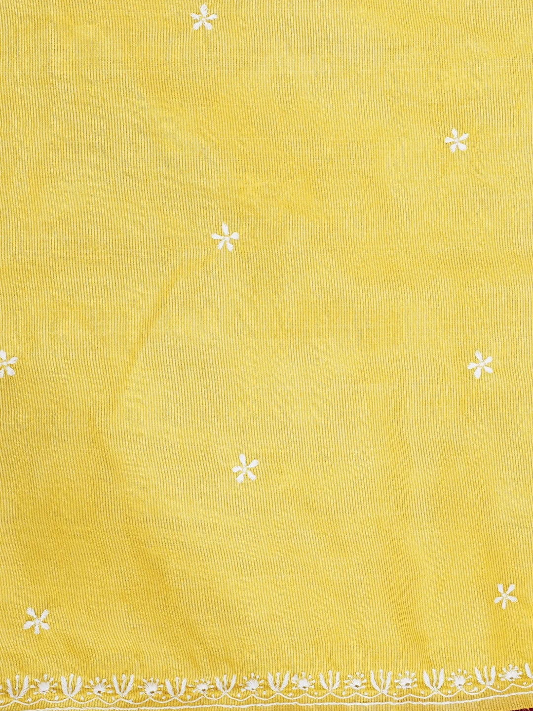 Ada Hand Embroidered Sunflower Yellow Silk Lucknowi Chikankari Saree With Blouse 01A376424