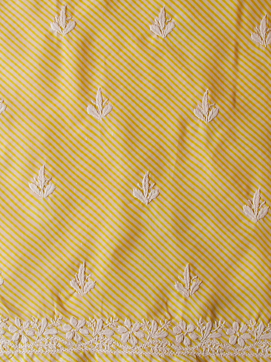 Ada Hand Embroidered Yellow Cotton Lucknowi Chikankari Unstitched Kurta Piece 01A514347