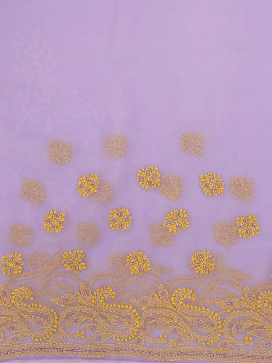 Ada Hand Embroidered Mauve Georgette Lucknowi Chikankari Saree and Blouse with Pearl Work 01A148223