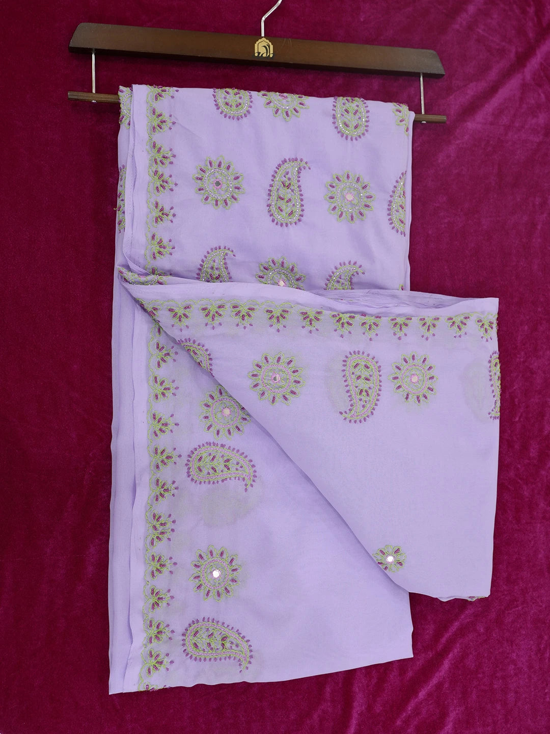 Ada Hand Embroidered Mauve Faux Georgette Lucknowi Chikankari Saree and Blouse with Pearl Work 01A138402