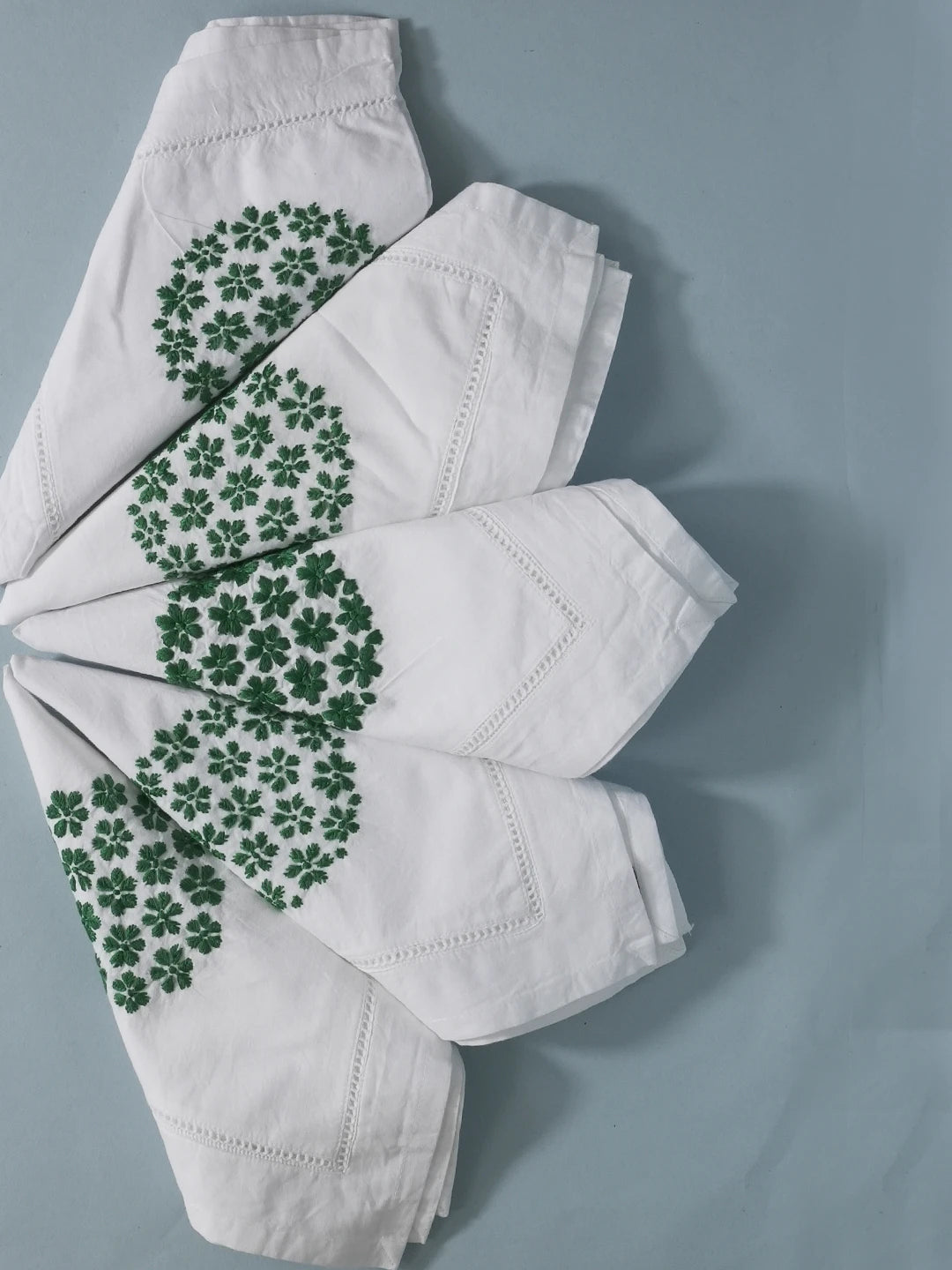 Ada Hand Embroidered White Cotton Lucknowi Chikan Napkin Set 01A507325