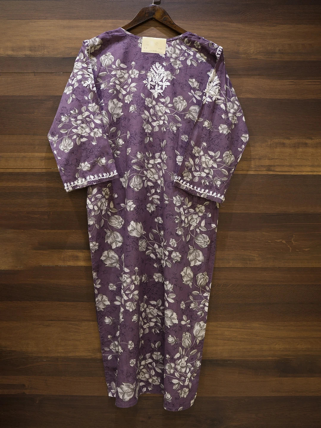 Ada Hand Embroidered Wine Cotton Lucknowi Chikankari Straight Kurta A411560
