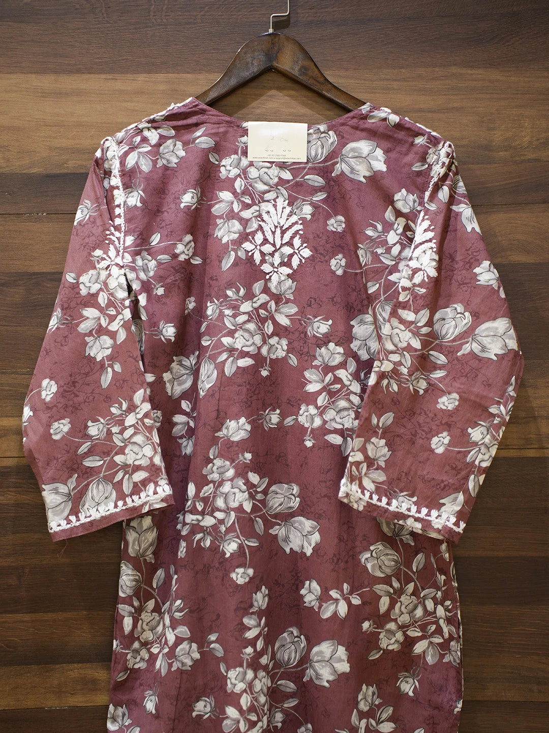 Ada Hand Embroidered Brown Cotton Lucknowi Chikankari Straight Kurta A411561
