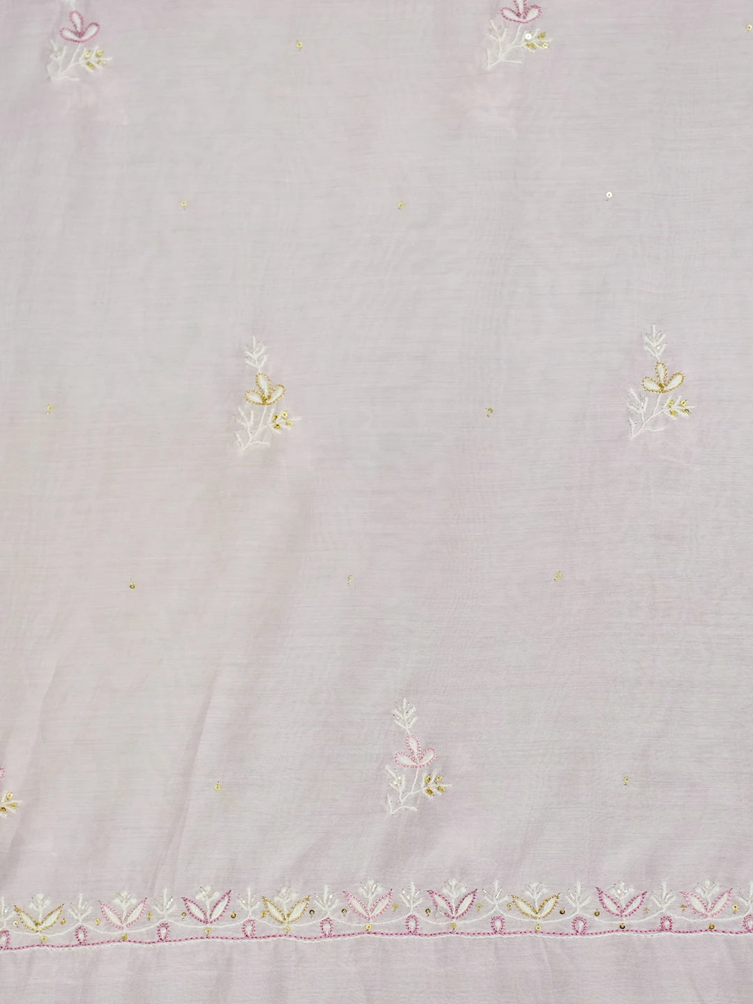 Ada Hand Embroidered Pink Maslin Lucknowi Chikankari Unstitched Suit Piece With Cutdana Work 01A452797