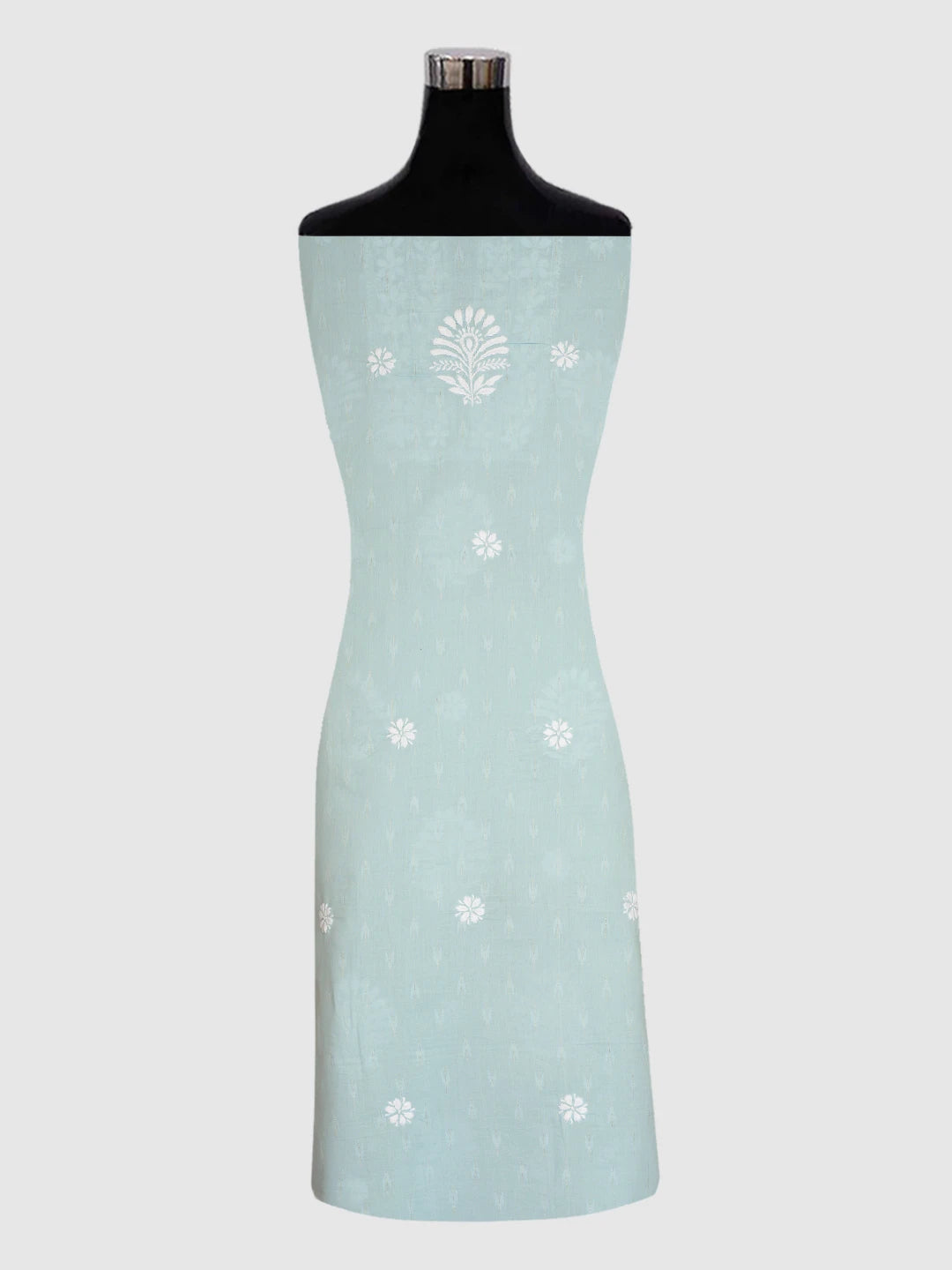Ada Hand Embroidered Teal Green Cotton Lucknowi Chikankari Unstitched Kurta Piece 01A535389