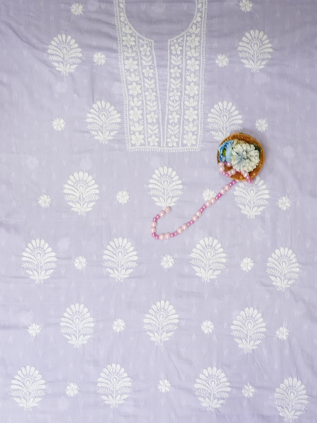 Ada Hand Embroidered Mauve Cotton lucknowi Chikankari Unstitched Kurta Piece 01A535384