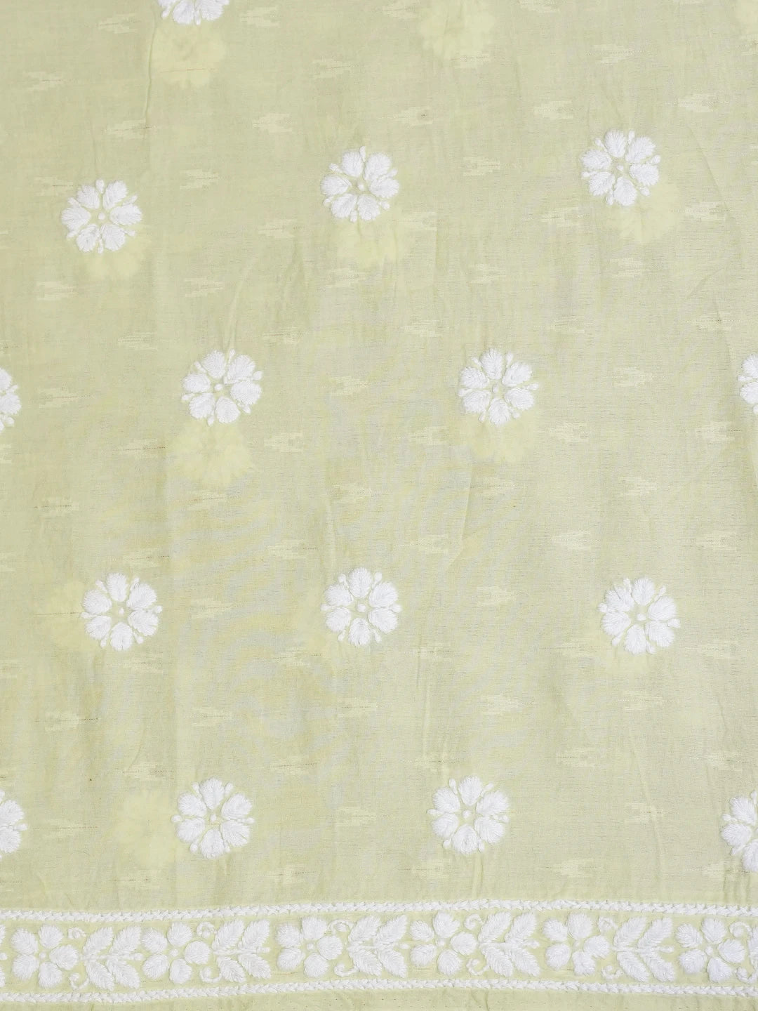 Ada Hand Embroidered Lime Green Cotton lucknowi Chikankari Unstitched Kurta Piece 01A535381