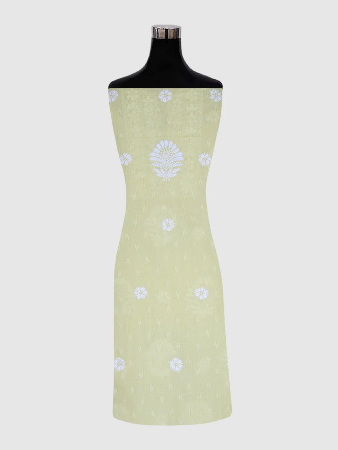 Ada Hand Embroidered Lime Green Cotton lucknowi Chikankari Unstitched Kurta Piece 01A535381
