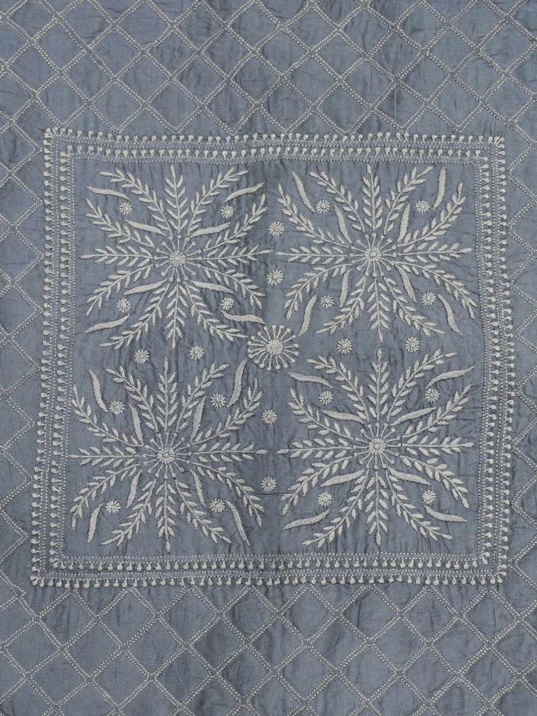 Ada Hand Embroidered Grey Silk Lucknowi Chikankari Cushion Cover 01A151355