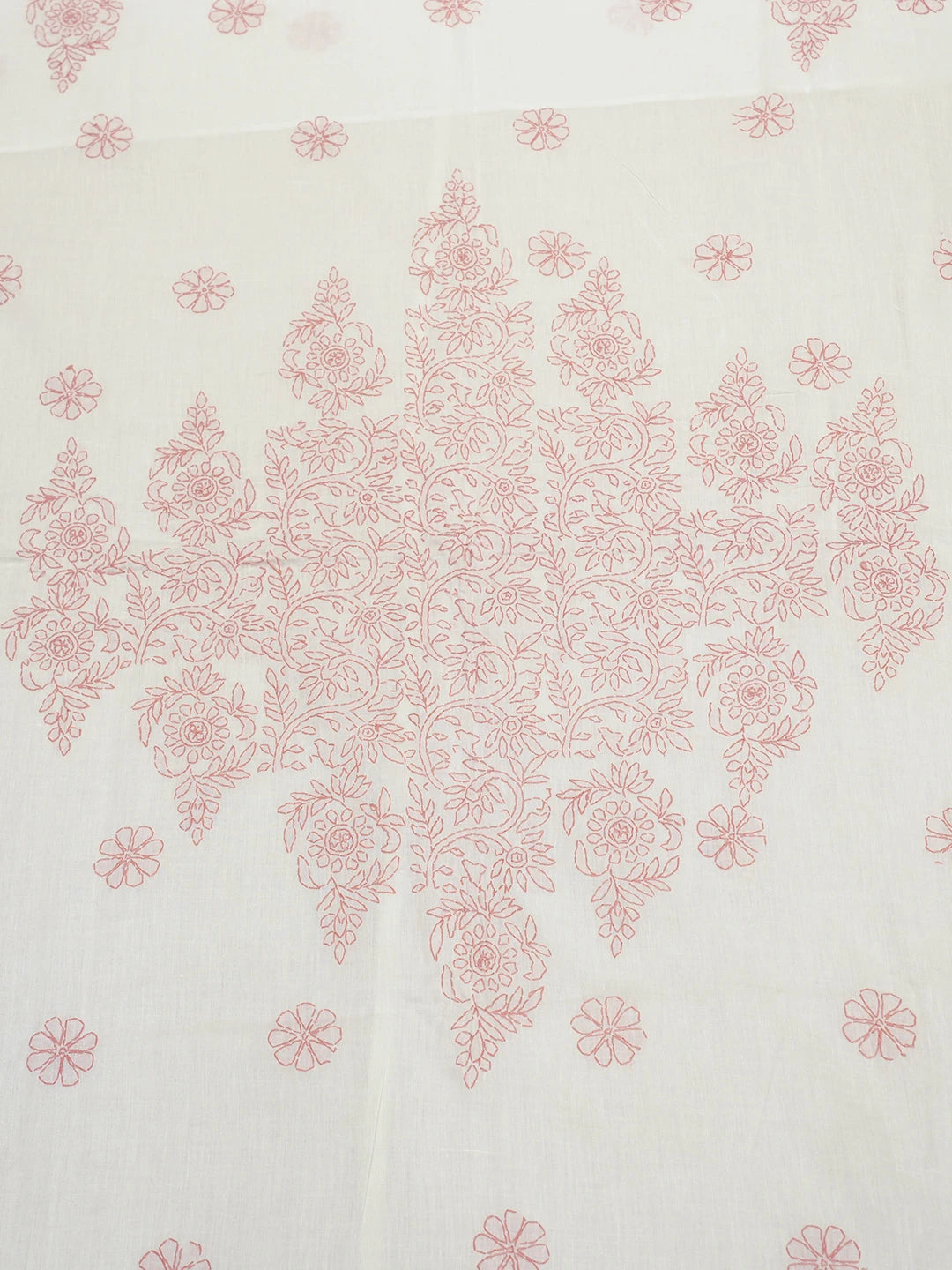 Ada Hand Embroidered White Cotton Lucknowi Chikankari Bed Sheet With Pillow And Cushion Cover Set 01A442684