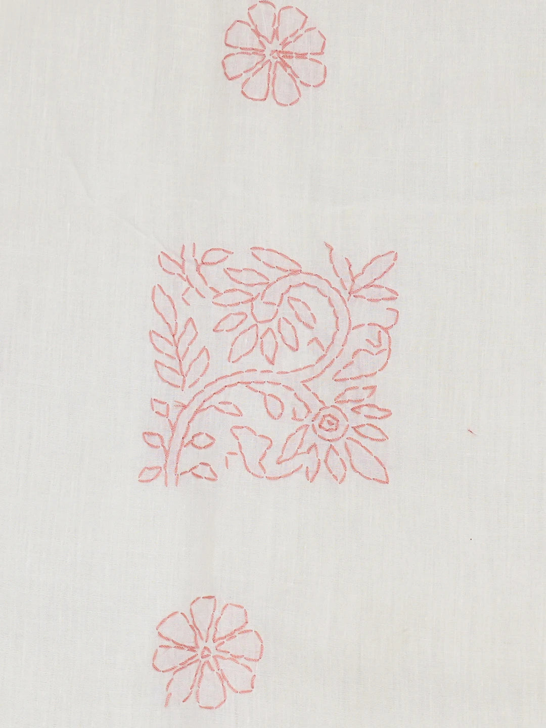 Ada Hand Embroidered White Cotton Lucknowi Chikankari Bed Sheet With Pillow And Cushion Cover Set 01A442684