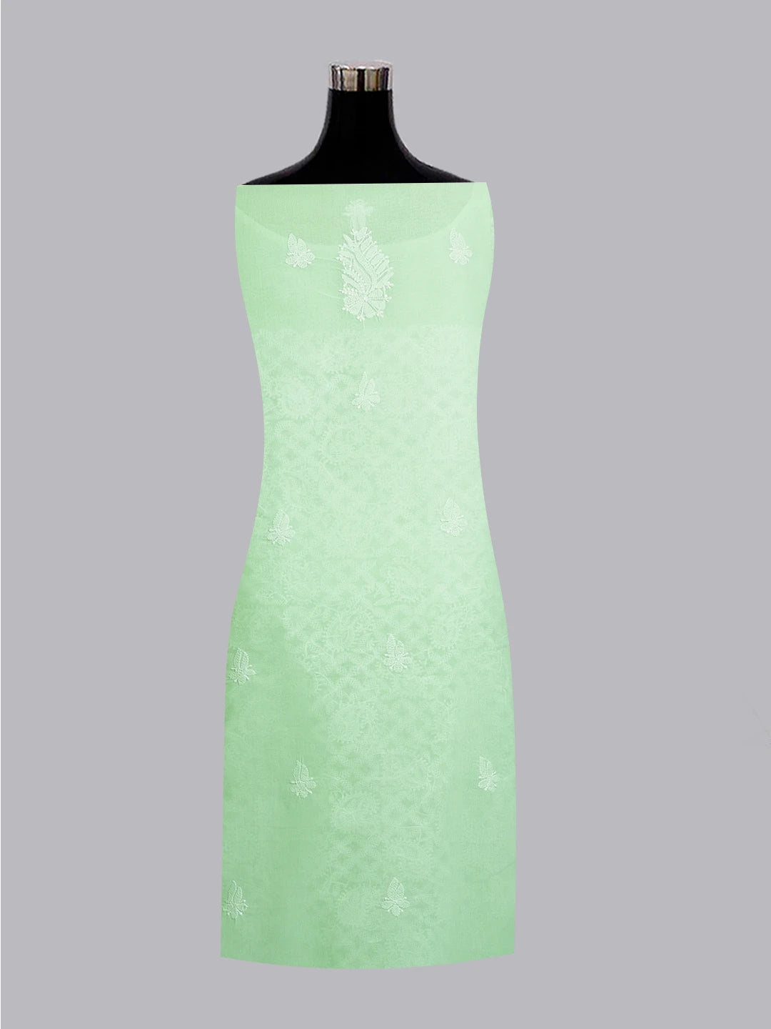 Ada Hand Embroidered Sea Green Cotton Lucknowi Chikankari Unstitched Suit Piece 01A489004