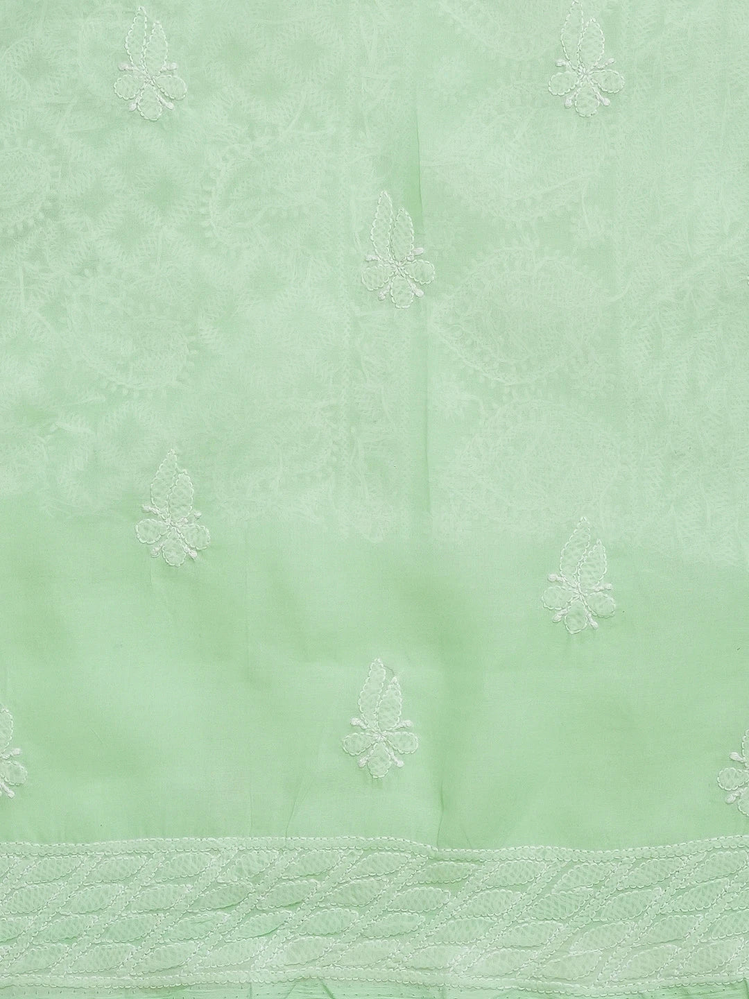 Ada Hand Embroidered Sea Green Cotton Lucknowi Chikankari Unstitched Suit Piece 01A489004