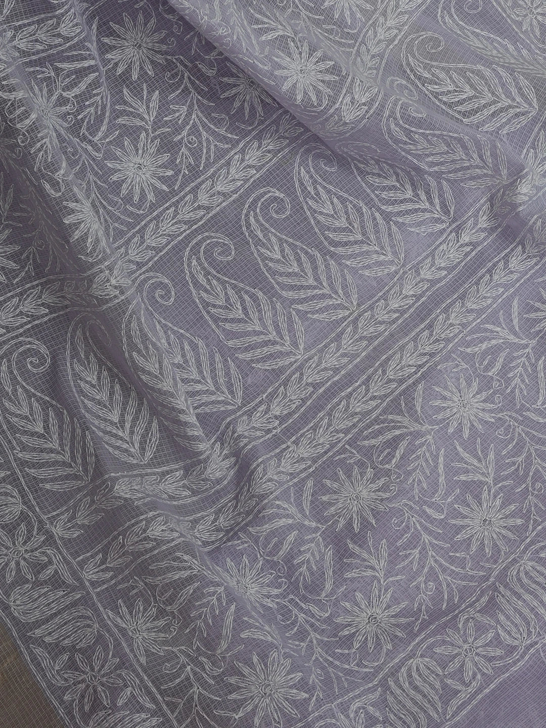 Ada Hand Embroidered Mauve Kota Lucknowi Chikankari Saree With Blouse 01A525423
