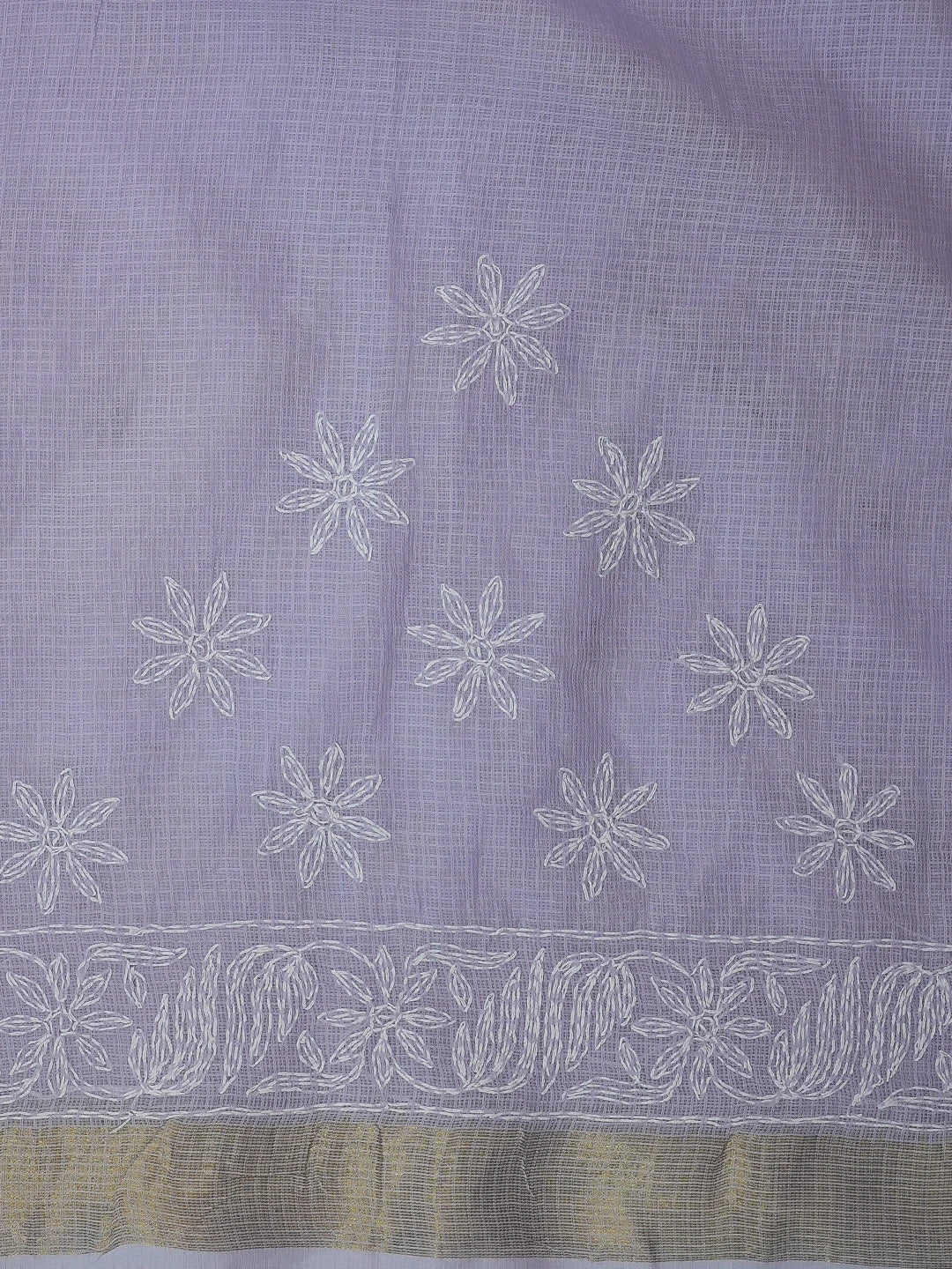 Ada Hand Embroidered Mauve Kota Lucknowi Chikankari Saree With Blouse 01A525423