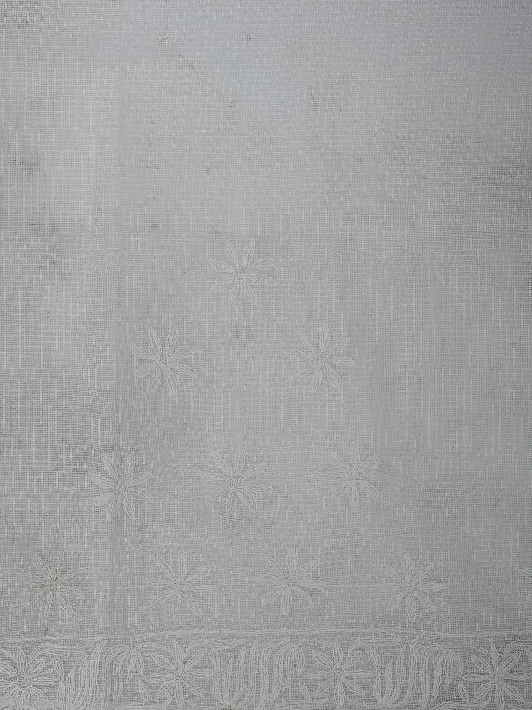 Ada Hand Embroidered White Kota Lucknowi Chikankari Saree With Blouse 01A525464