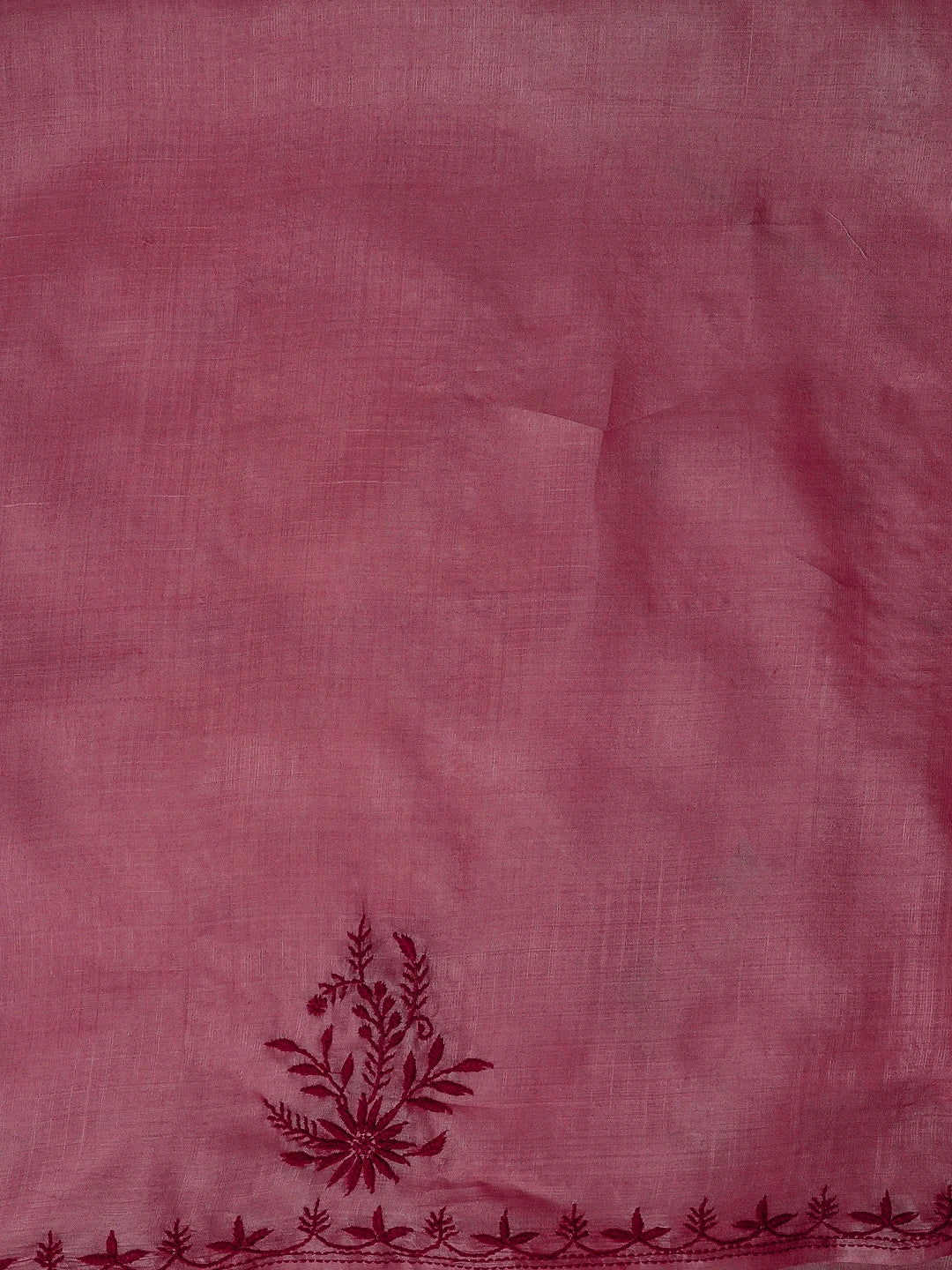 Ada Hand Embroidered Onion Pink Silk Lucknowi Chikankari Saree and Blouse 01A527201