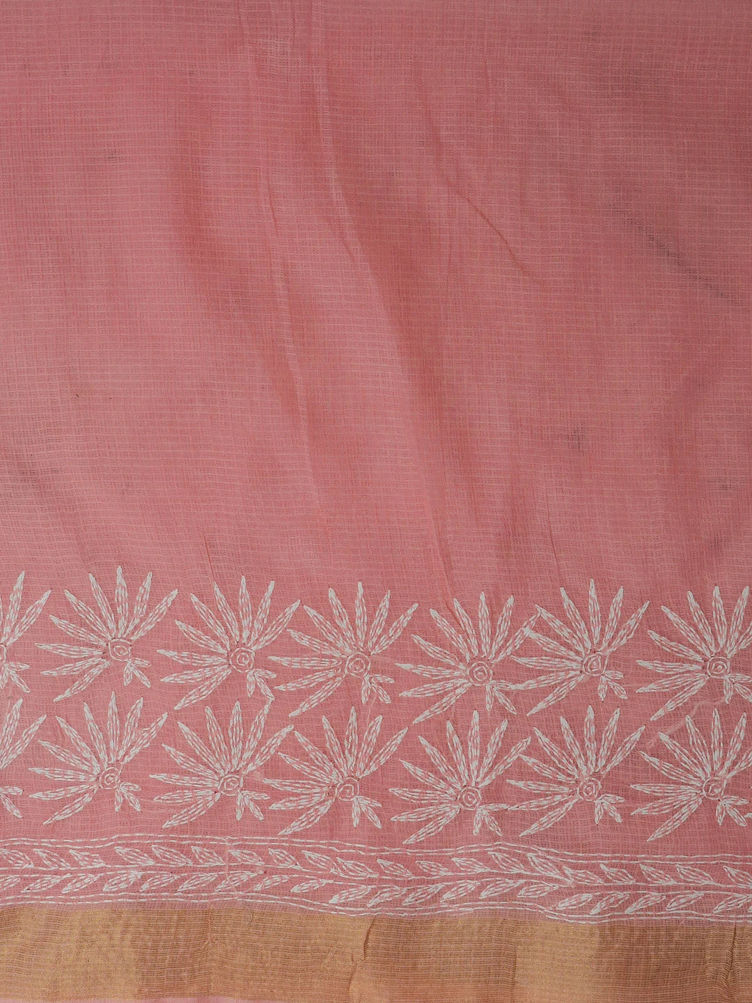 Ada Hand Embroidered Peach Kota Lucknowi Chikankari Saree With Blouse 01A525479