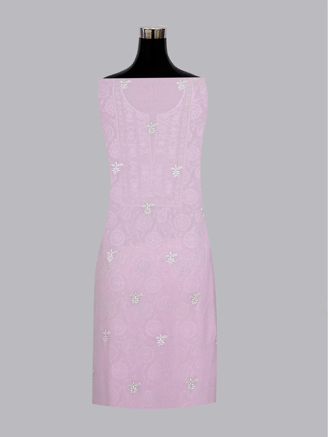 Ada Hand Embroidered Mauve Pure Georgette  Lucknowi Chikankari Unstitched Kurta Dupatta Set With Zari Work 01A510645