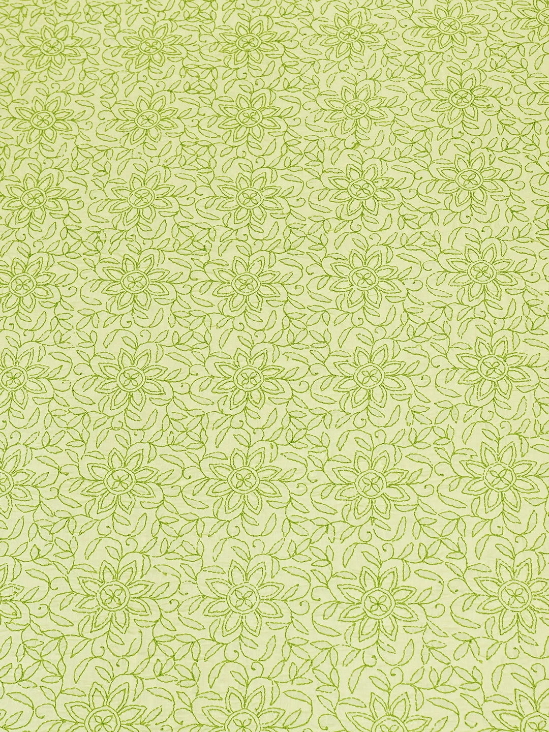 Ada Hand Embroidered Yellow Green Cotton Lucknowi Chikankari Bed Sheet With Pillow Cover Set 01A492927