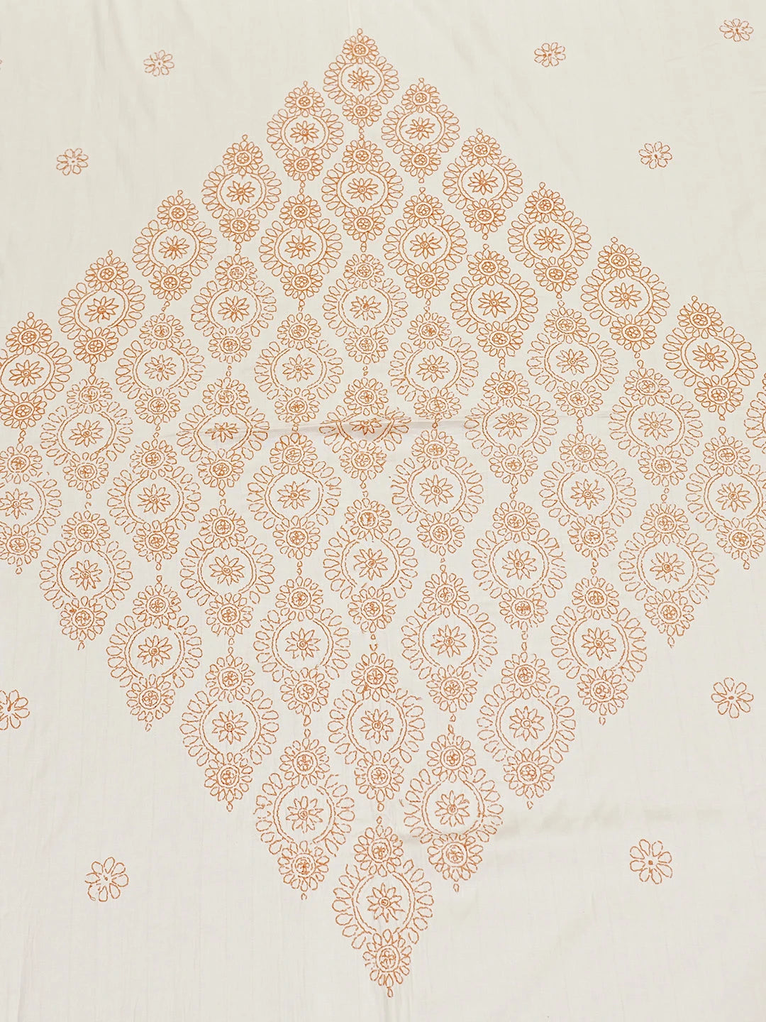 Ada Hand Embroidered White Cotton Lucknowi Chikankari Bed Sheet With Pillow And Cushion Cover Set 01A534888