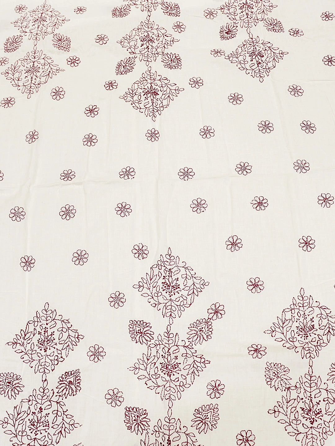 Ada Hand Embroidered White Cotton Lucknowi Chikankari Bed Sheet With Pillow Cover Set 01A384215