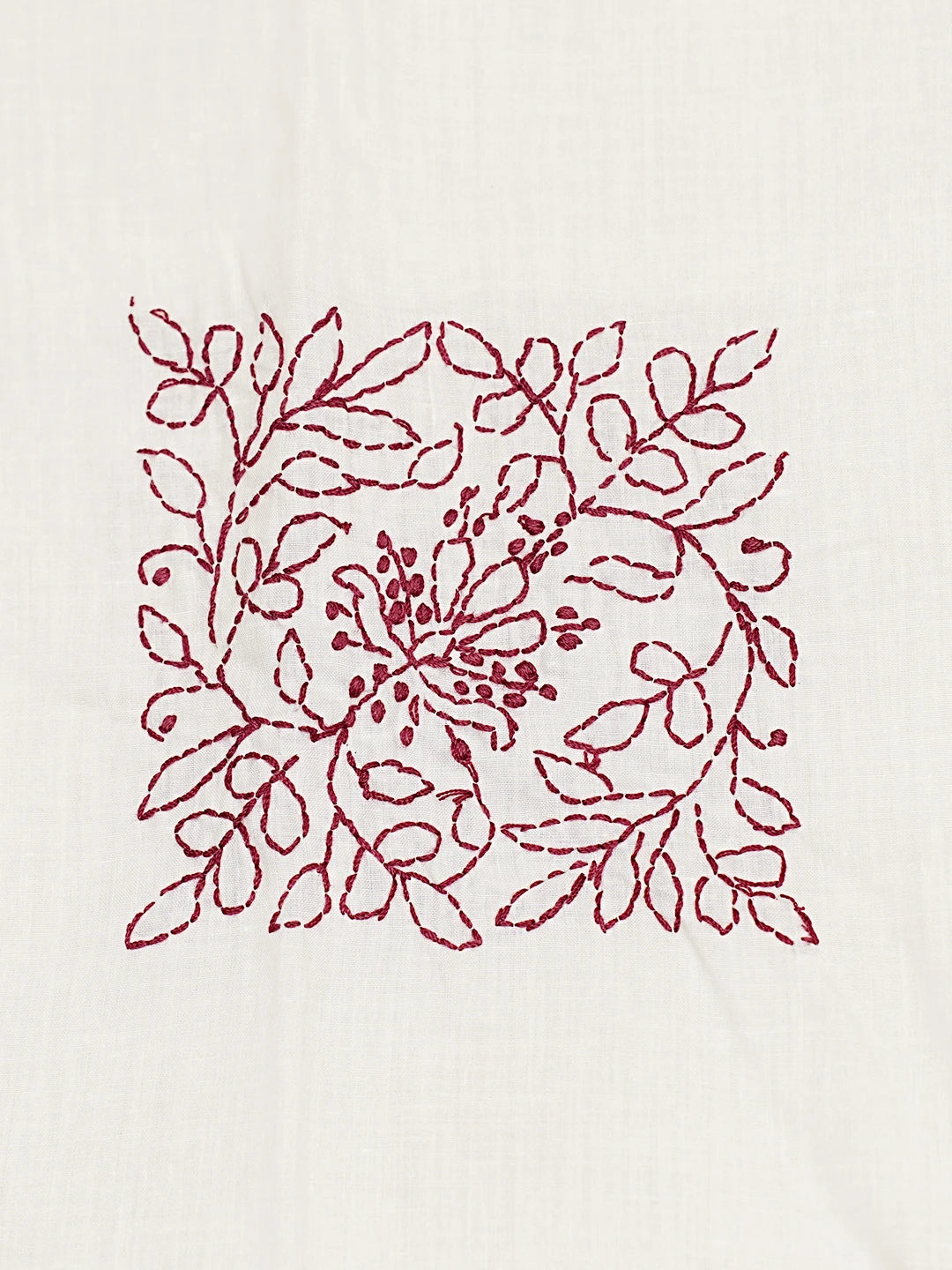 Ada Hand Embroidered White Cotton Lucknowi Chikankari Bed Sheet With Pillow Cover Set 01A384215