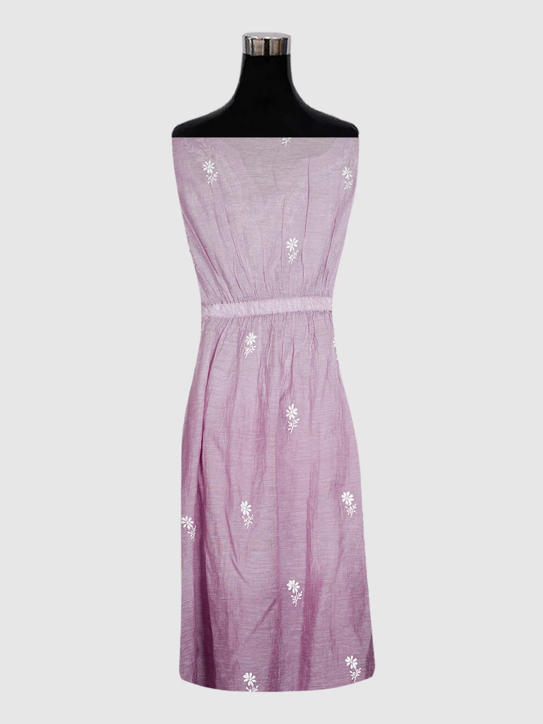 Ada Hand Embroidered Mauve Chanderi Lucknowi Chikankari Semi-Stitched Kaftan 01A489055