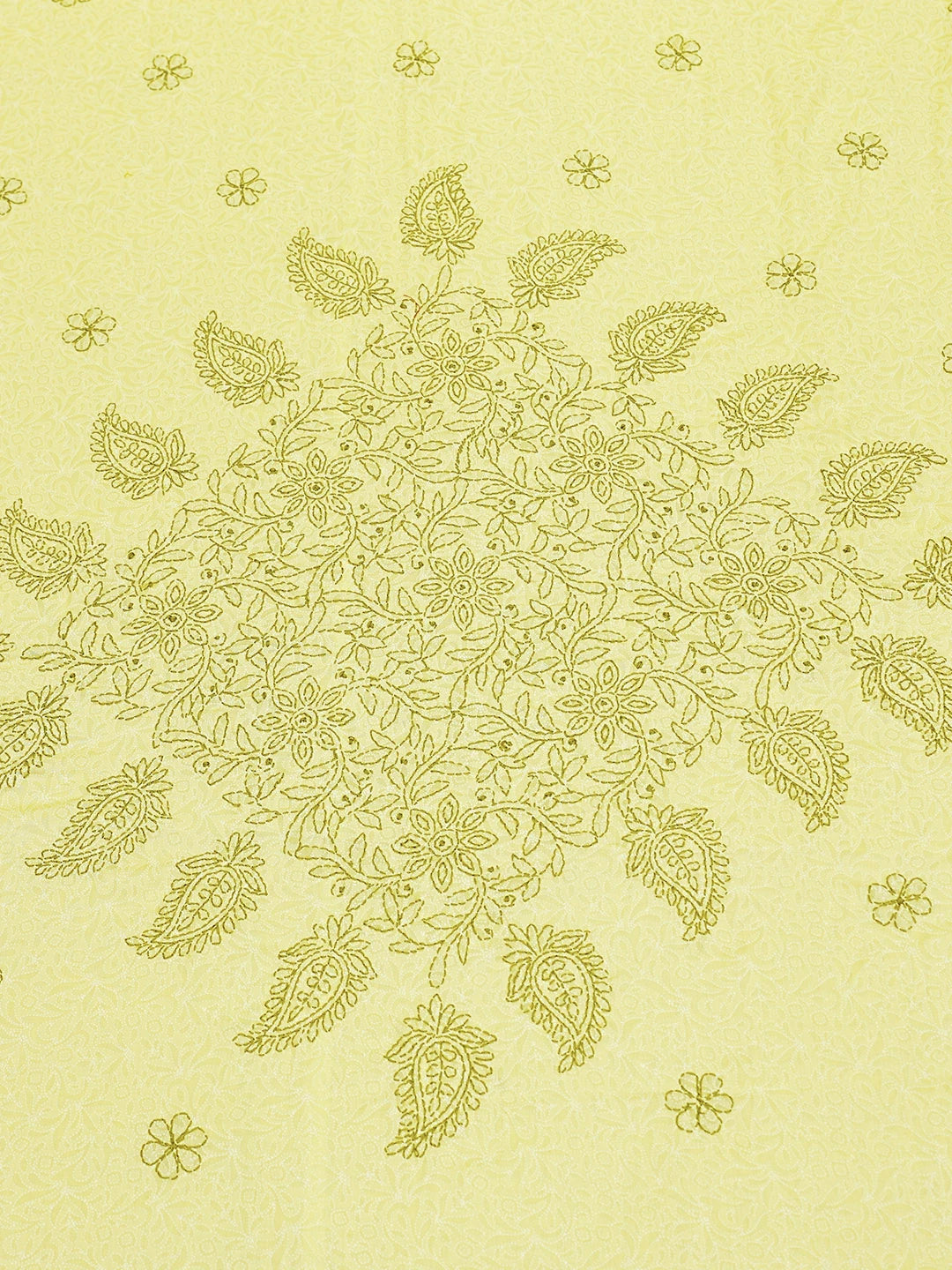 Ada Hand Embroidered Yellow Cotton Lucknowi Chikankari Bed Sheet With Pillow Cover Set 01A492959